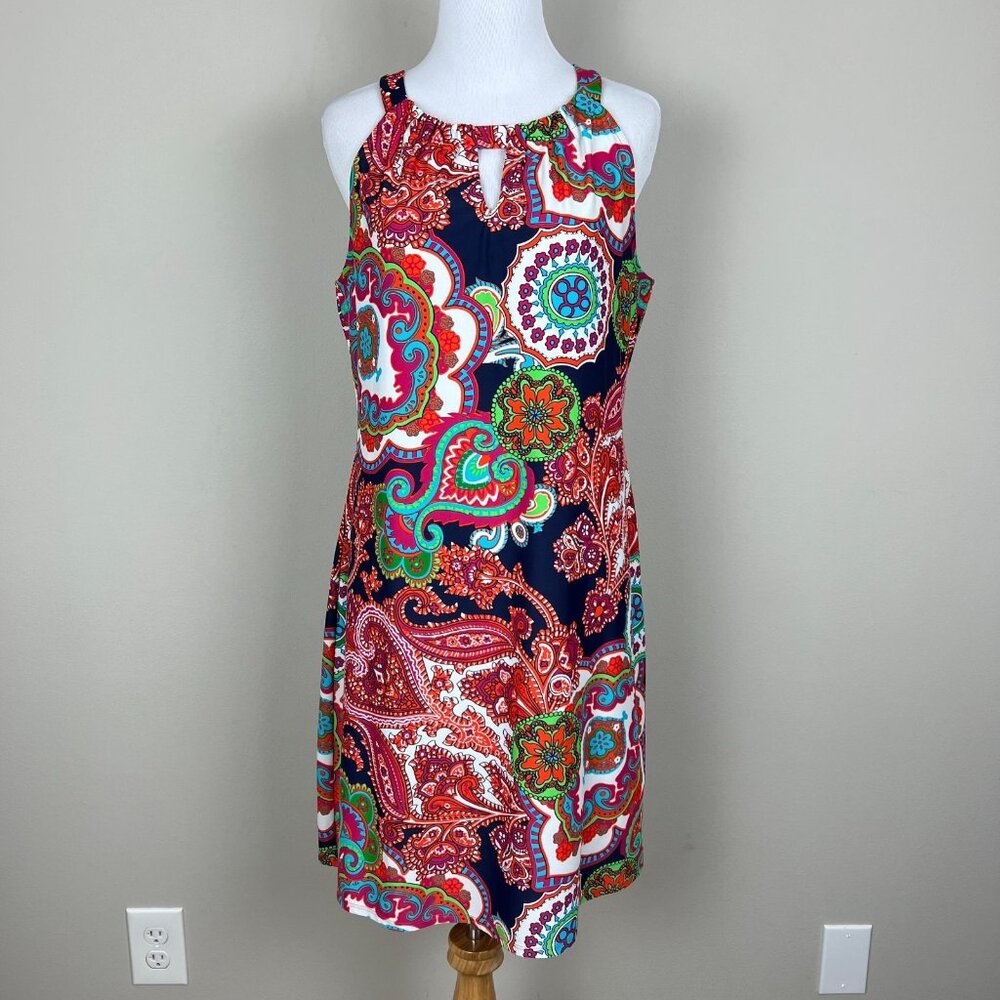 Jude Connally Lisa Dress Medium Colorful Paisley Floral Shift Sleeveless Knee M‎